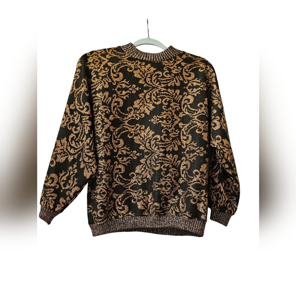 Vintage Black and Gold Patterned Sweater